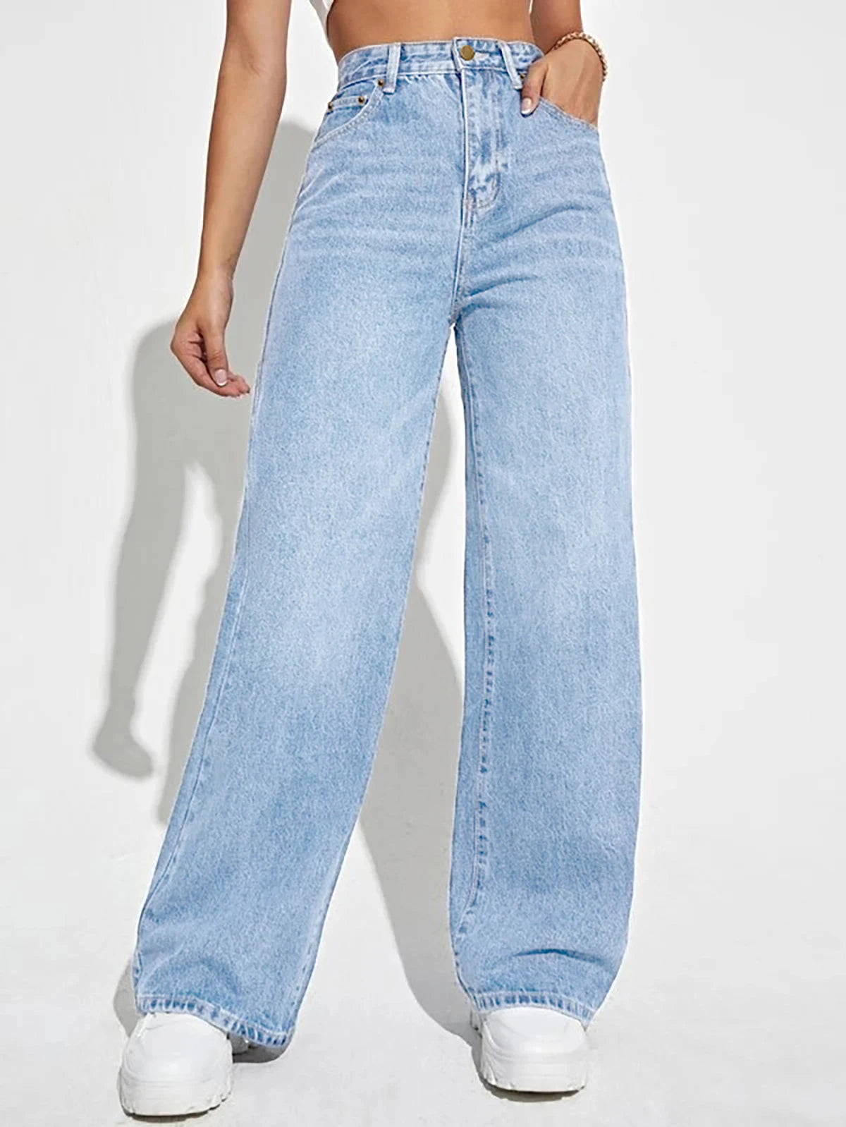 Solea American Straight Fitted High Waist Licht Blauwe Jeans